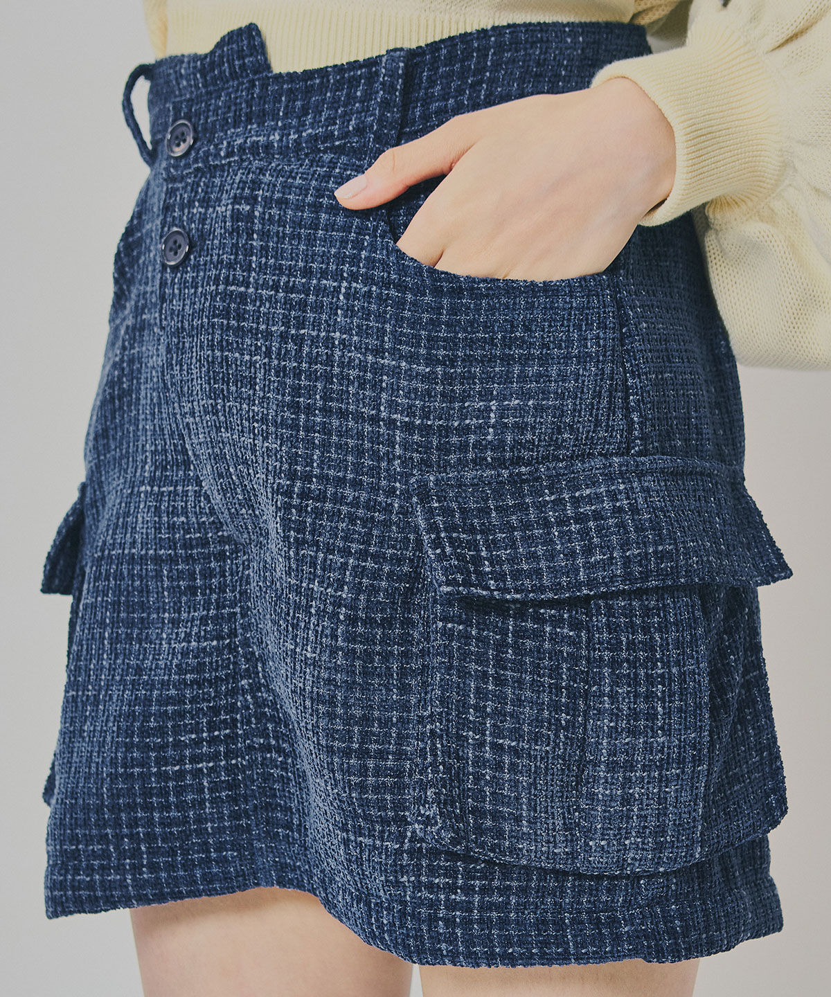 REDYAZEL「モールツイードカーゴミニスカート」|台形|