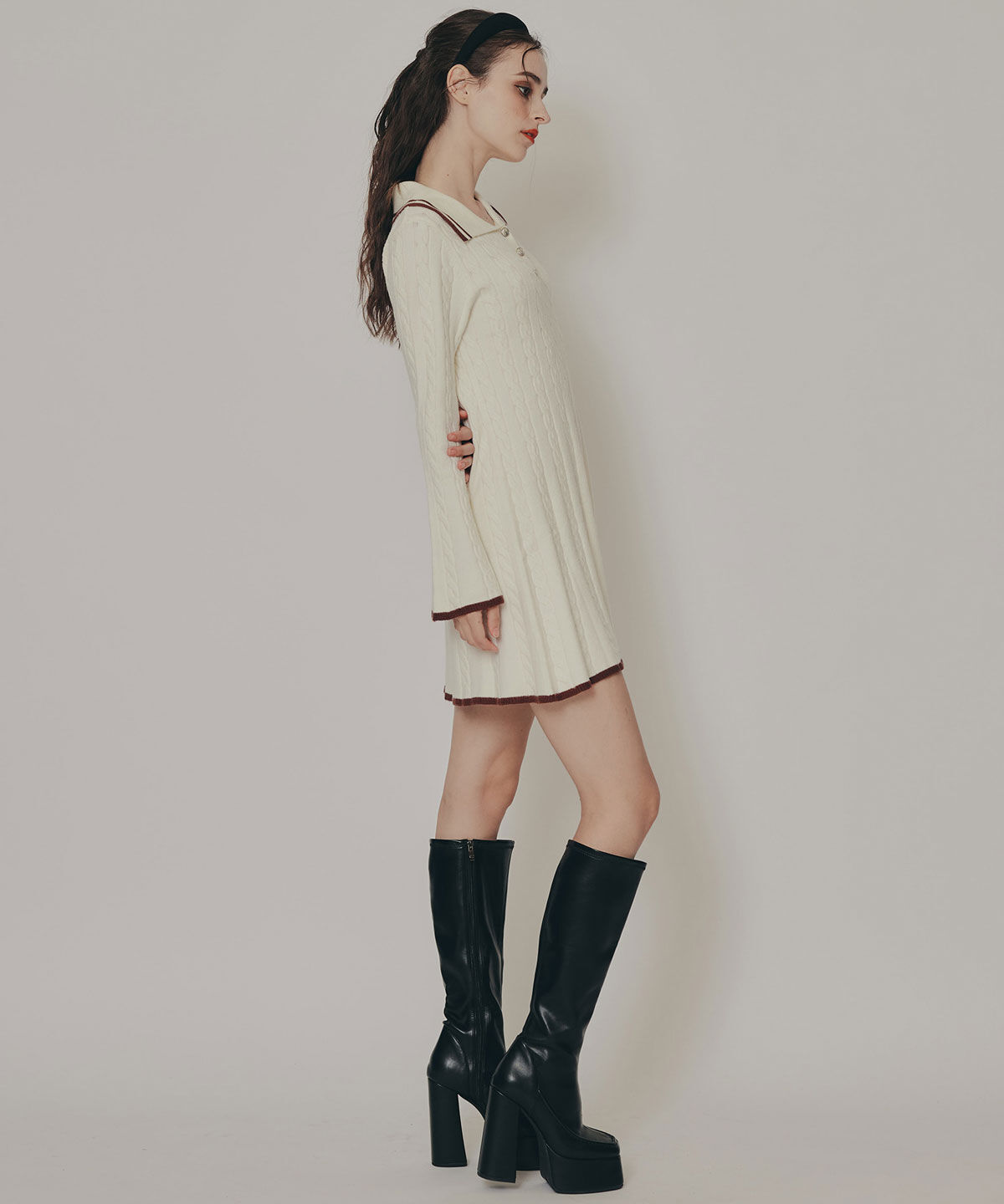 REDYAZEL「ラインケーブルミニニットワンピース」|ワンピース|