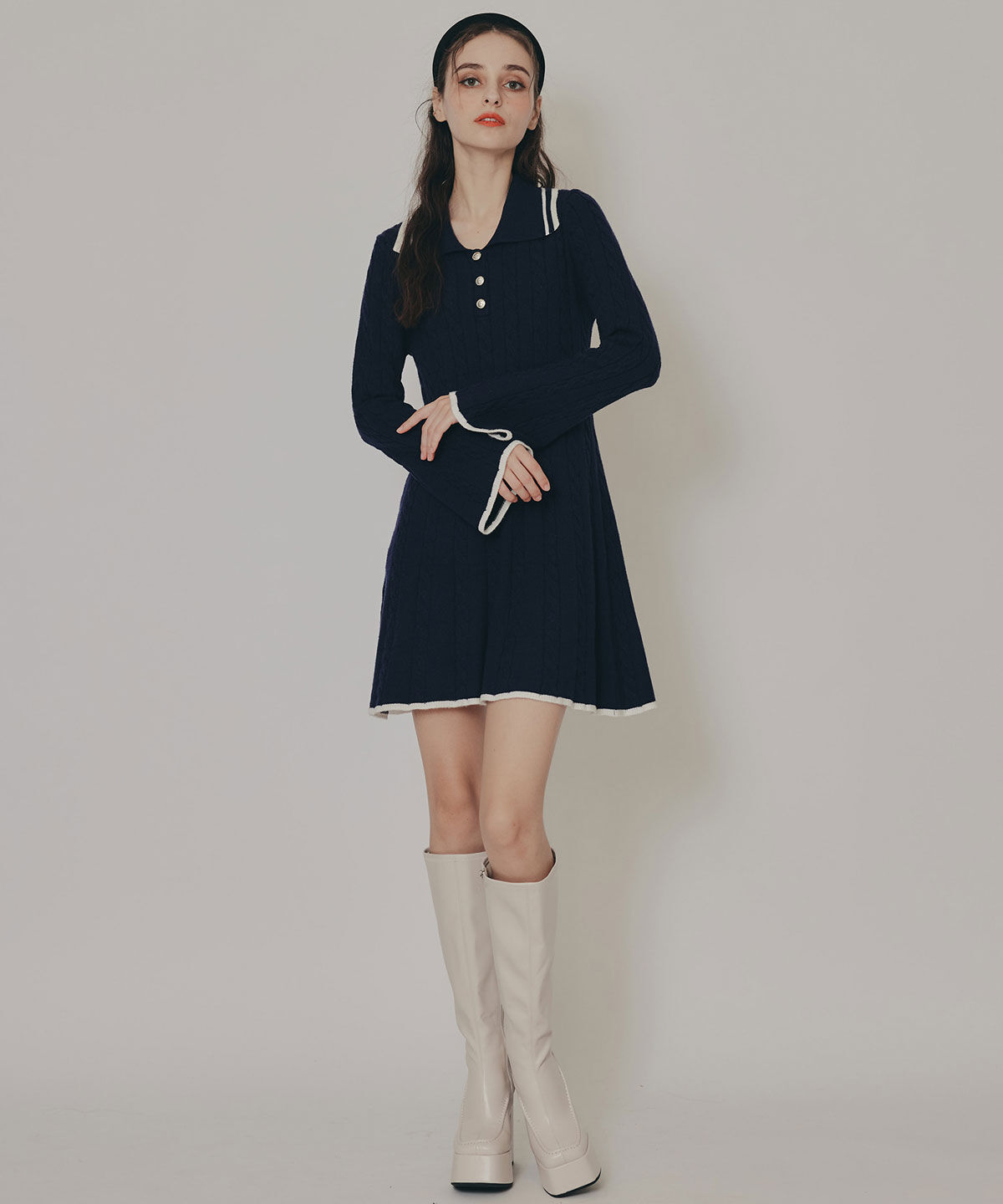REDYAZEL「ラインケーブルミニニットワンピース」|ワンピース|