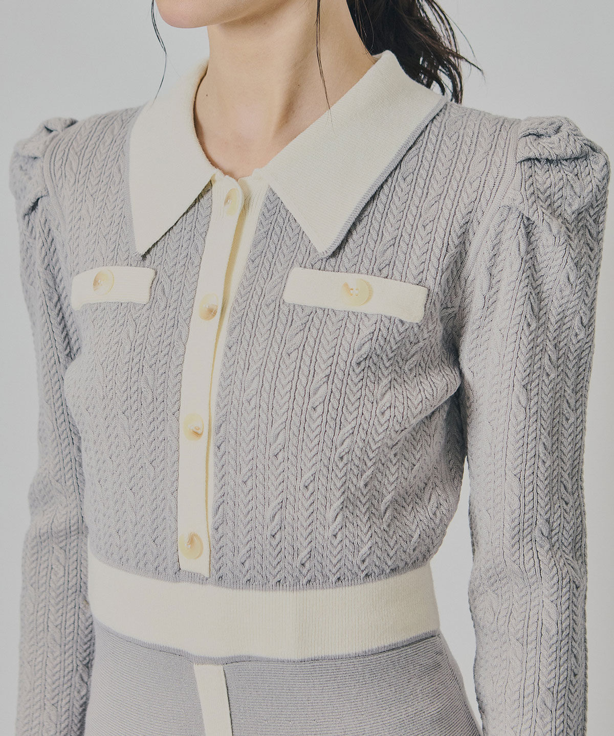 REDYAZEL「マルチケーブルバイカラーニットワンピース」|ワンピース|