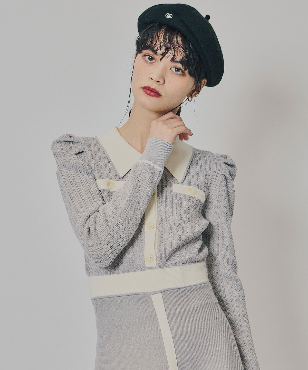 REDYAZEL「マルチケーブルバイカラーニットワンピース」|ワンピース|