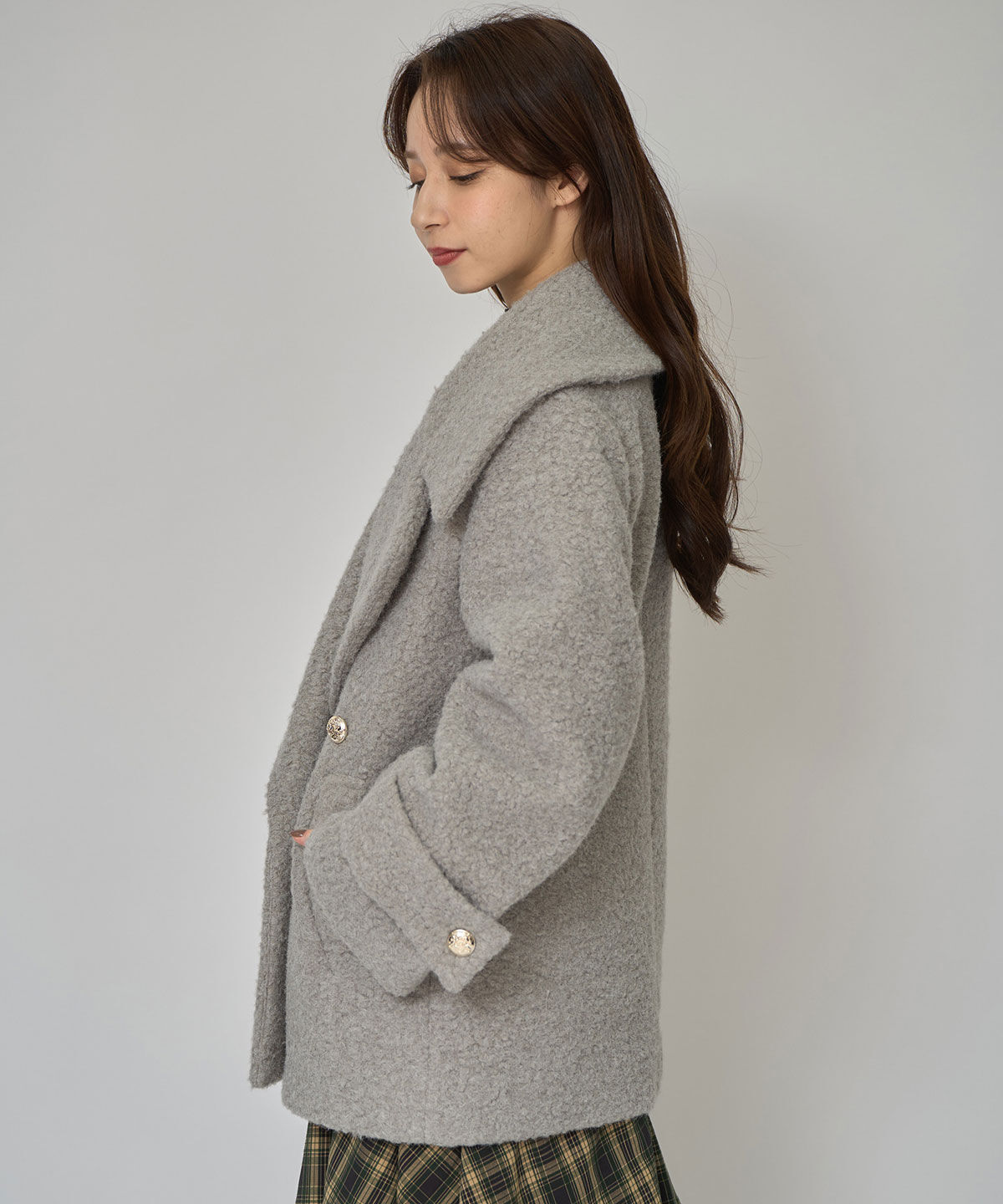 REDYAZEL「ボアダブルミドルコート」|ステンカラーコート|