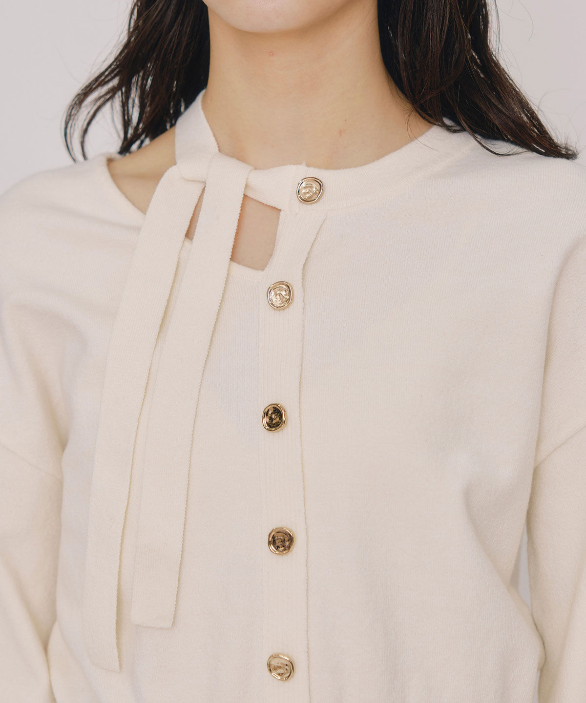 REDYAZEL「アシメカットデザインニットプルオーバー」|ニット・セーター|