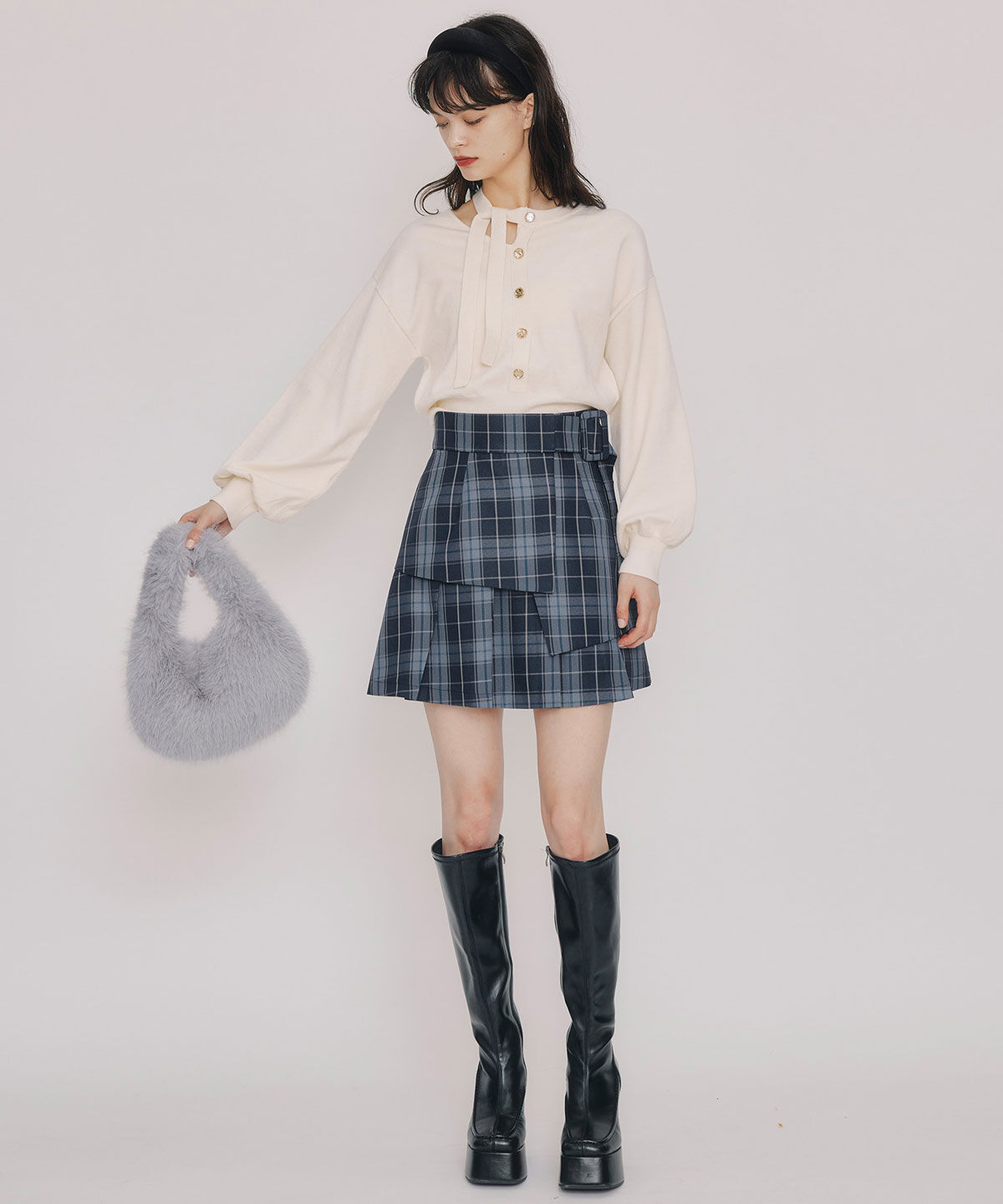 REDYAZEL「アシメカットデザインニットプルオーバー」|ニット・セーター|