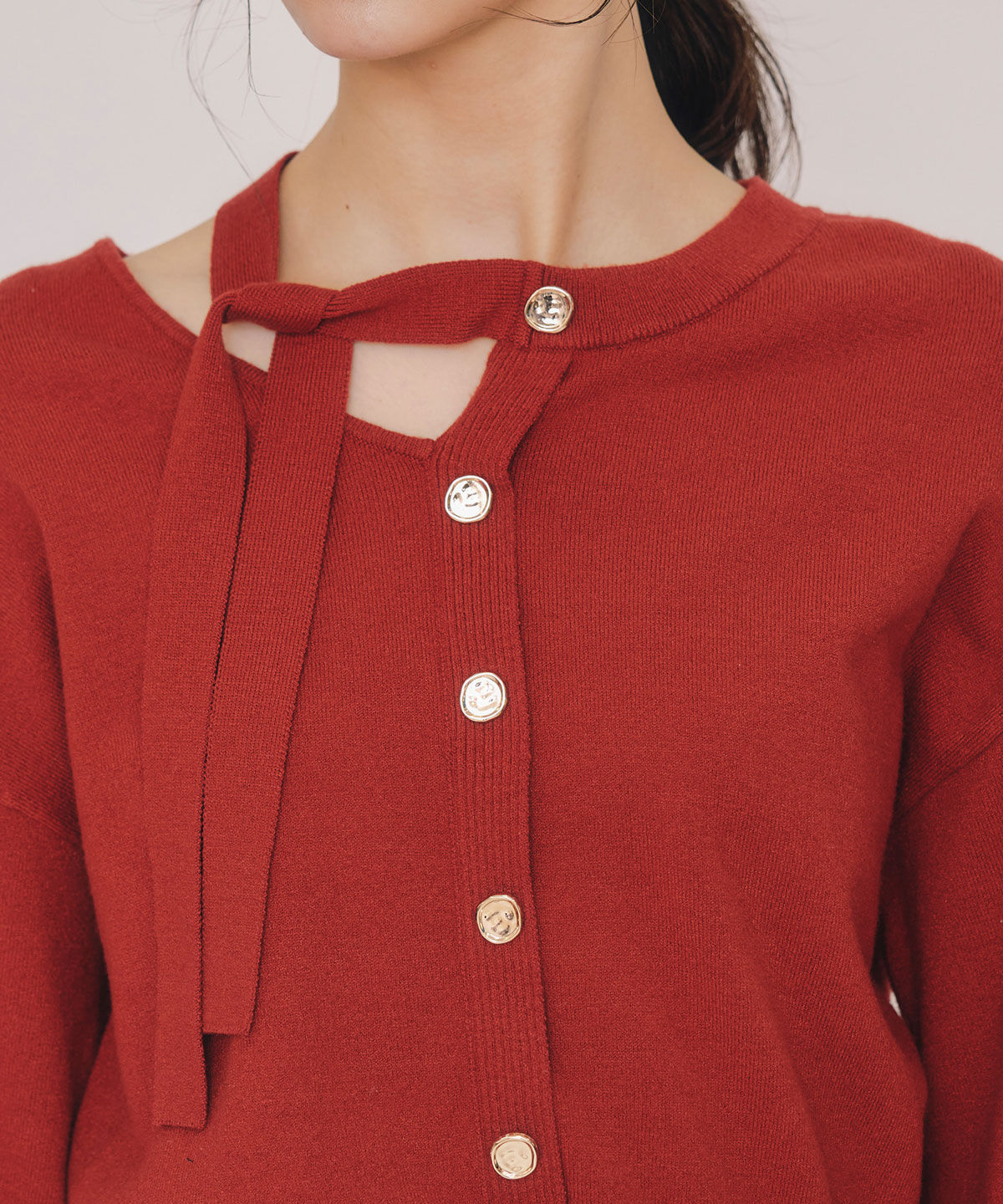 REDYAZEL「アシメカットデザインニットプルオーバー」|ニット・セーター|