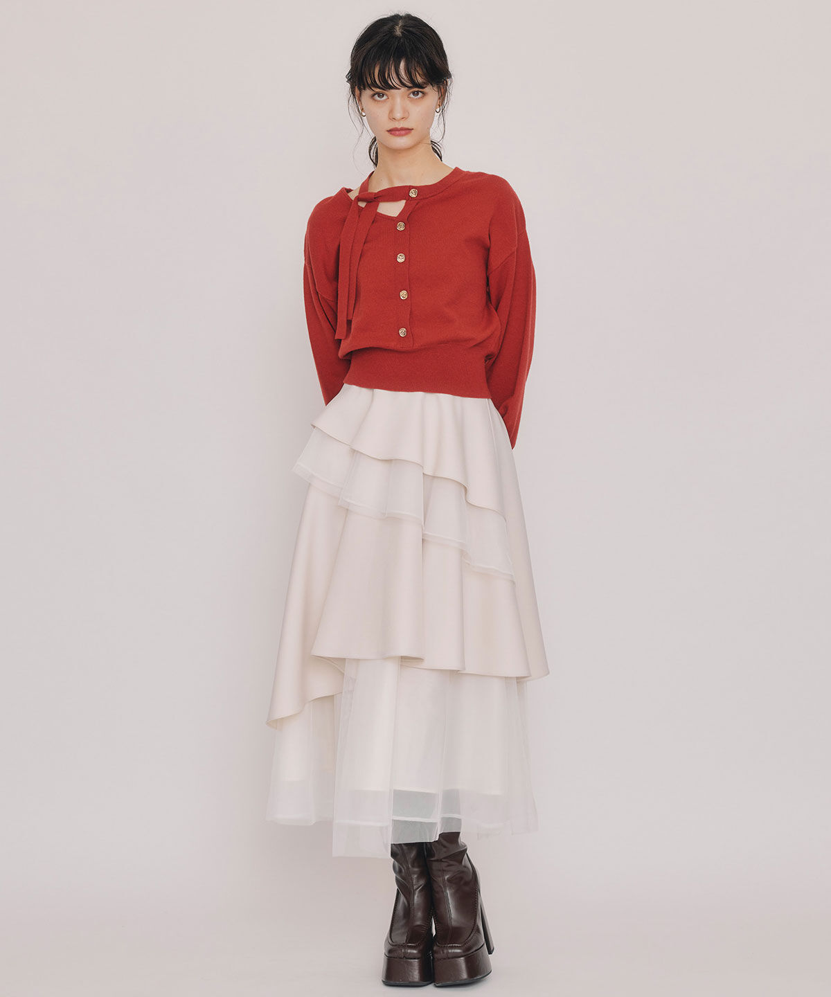 REDYAZEL「アシメカットデザインニットプルオーバー」|ニット・セーター|