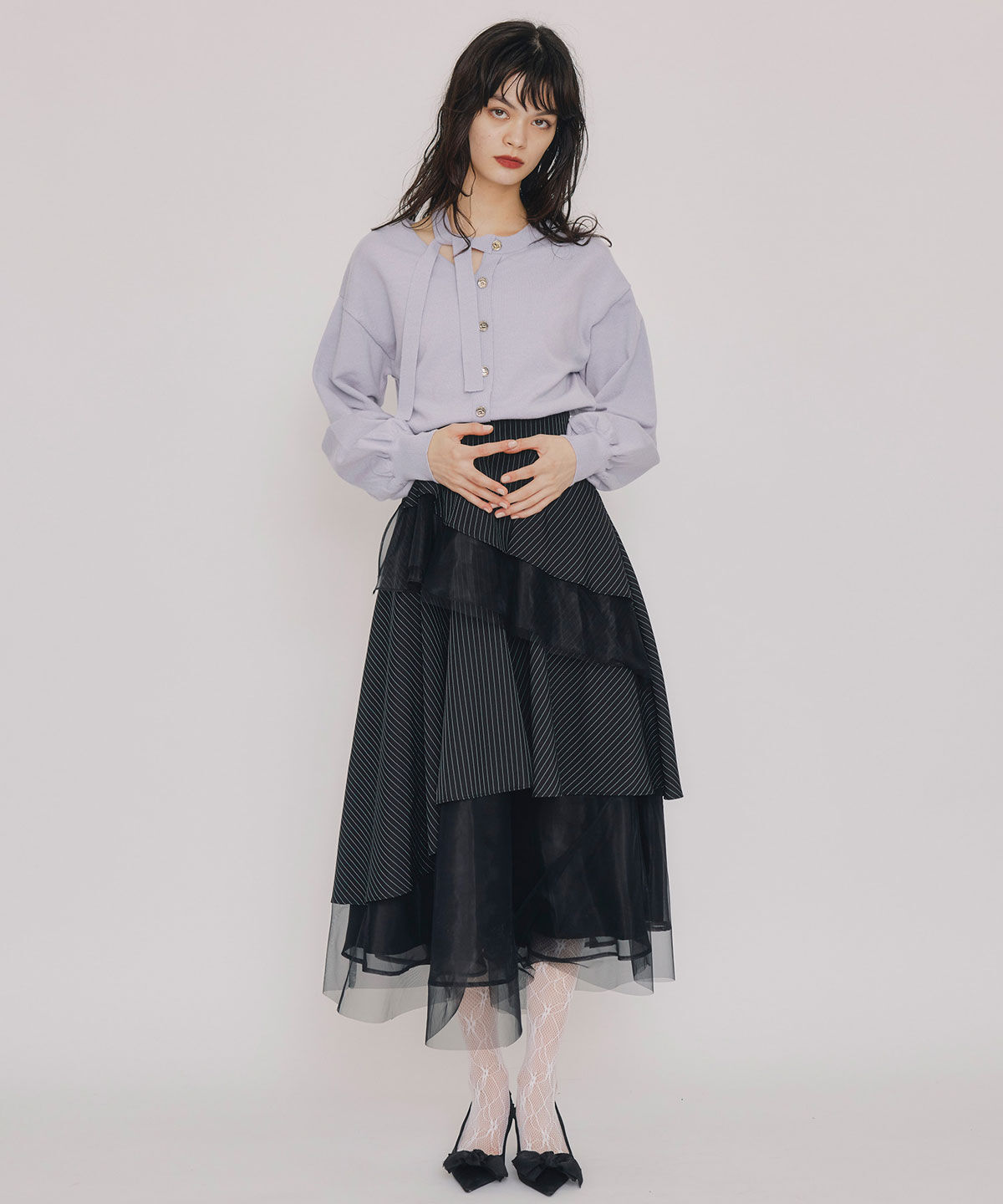 REDYAZEL「アシメカットデザインニットプルオーバー」|ニット・セーター|