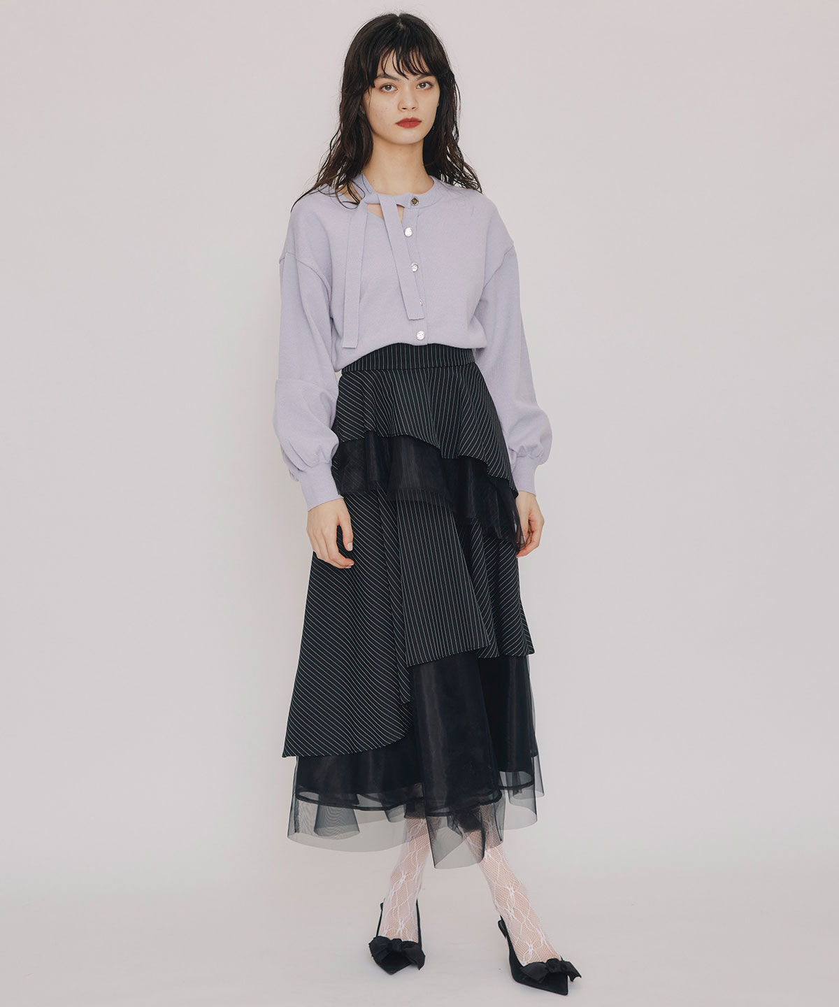 REDYAZEL「アシメカットデザインニットプルオーバー」|ニット・セーター|