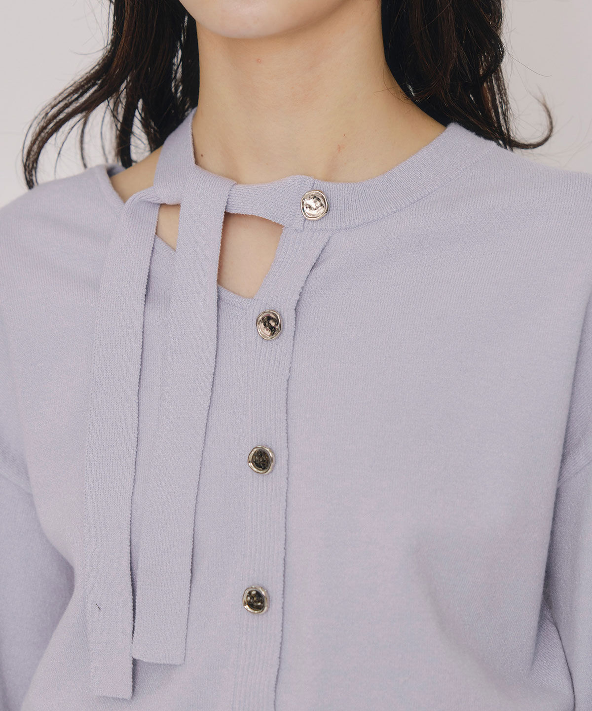 REDYAZEL「アシメカットデザインニットプルオーバー」|ニット・セーター|