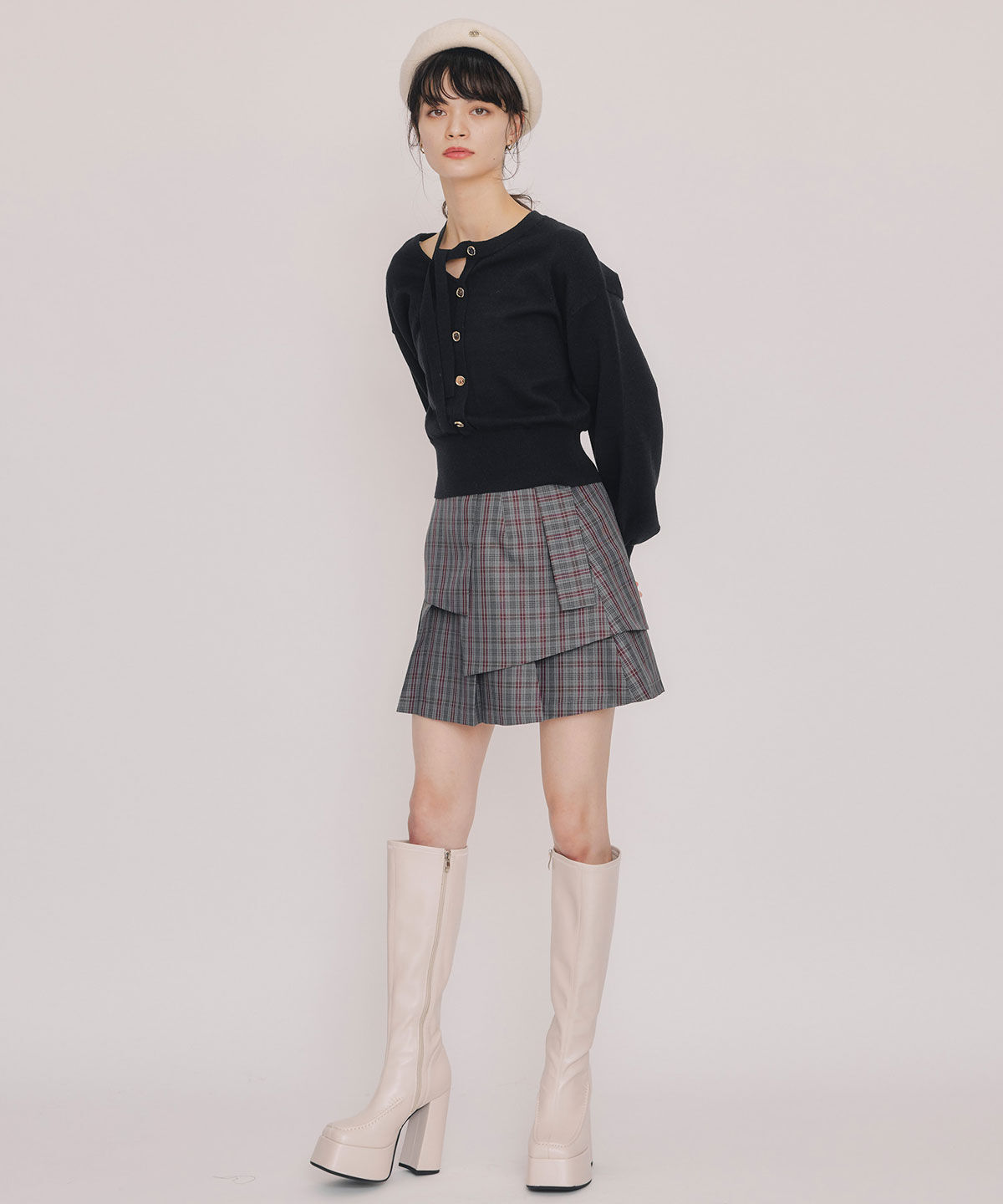 REDYAZEL「アシメカットデザインニットプルオーバー」|ニット・セーター|