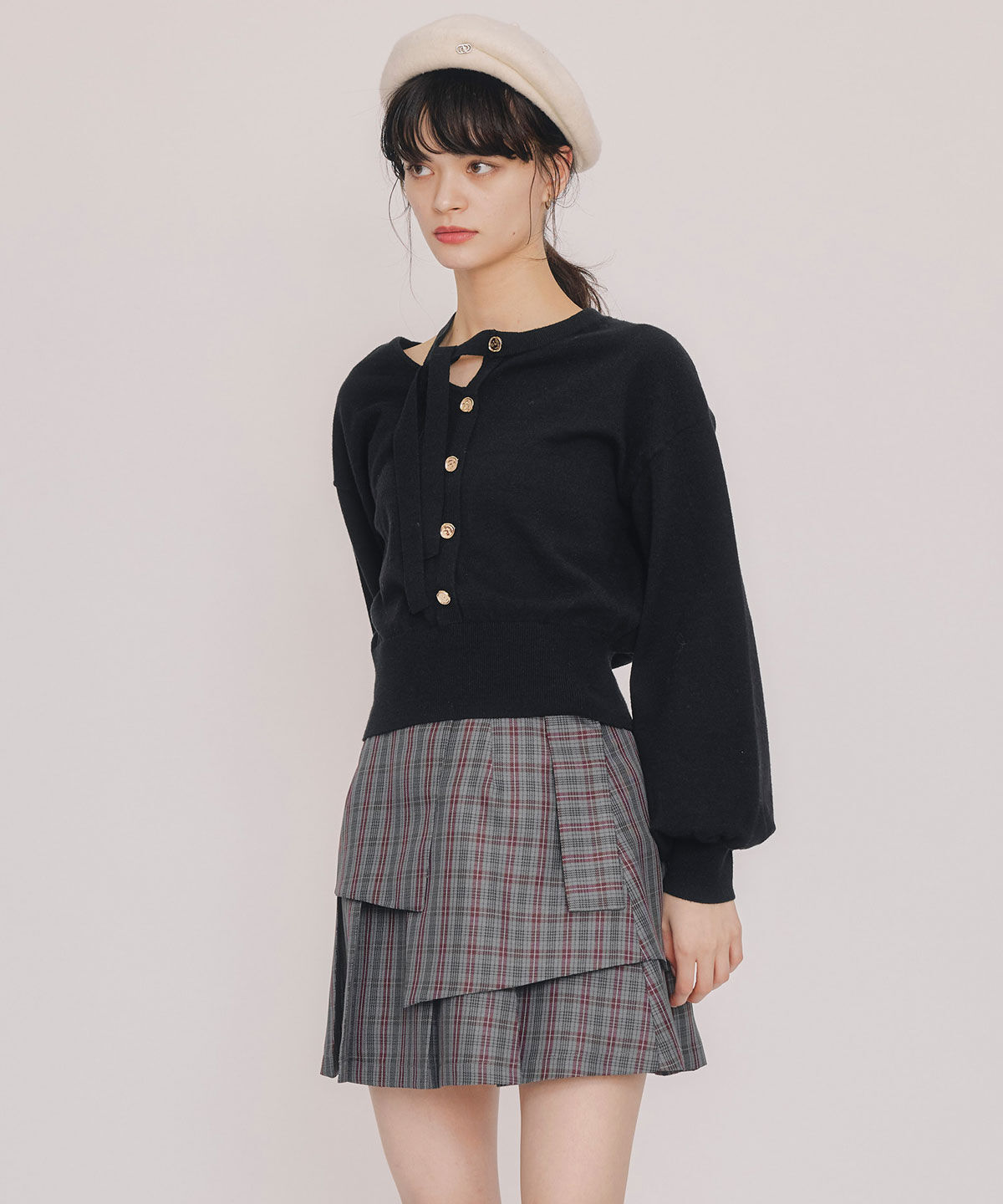 REDYAZEL「アシメカットデザインニットプルオーバー」|ニット・セーター|