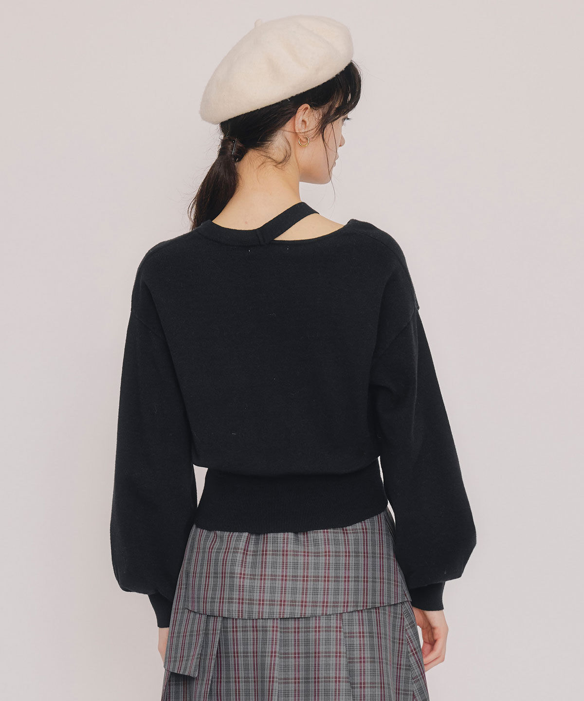 REDYAZEL「アシメカットデザインニットプルオーバー」|ニット・セーター|