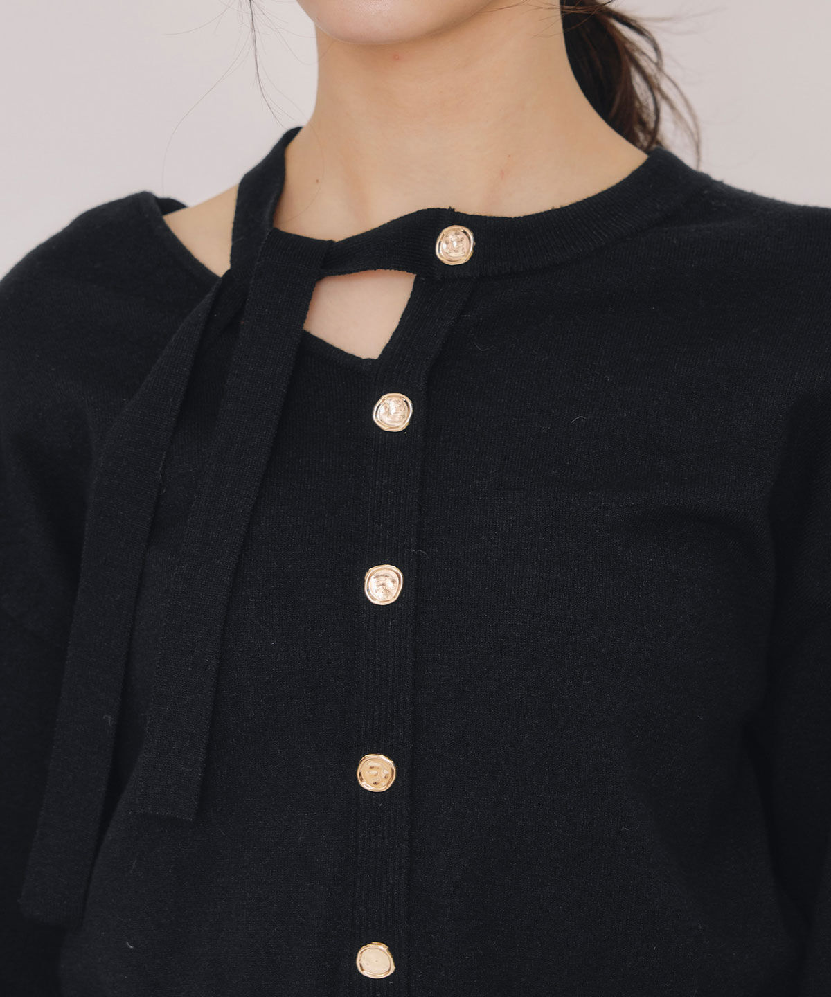 REDYAZEL「アシメカットデザインニットプルオーバー」|ニット・セーター|