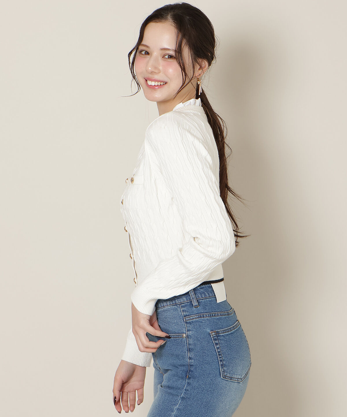 WILLSELECTION「フリルレイヤードケーブルニット」|ニット・セーター|