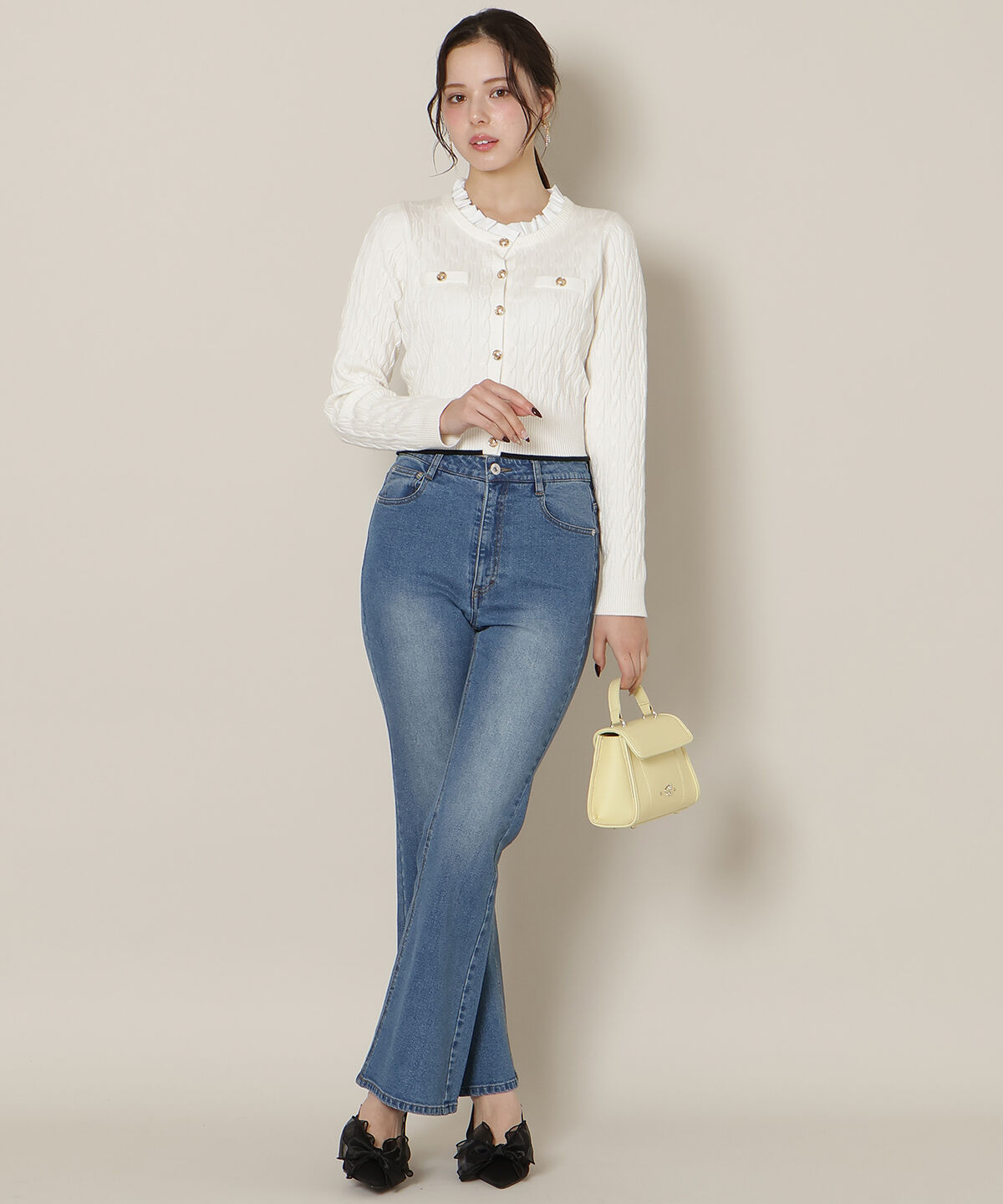 WILLSELECTION「フリルレイヤードケーブルニット」|ニット・セーター|