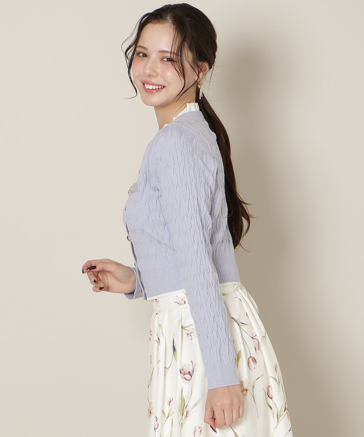 WILLSELECTION「フリルレイヤードケーブルニット」|ニット・セーター|