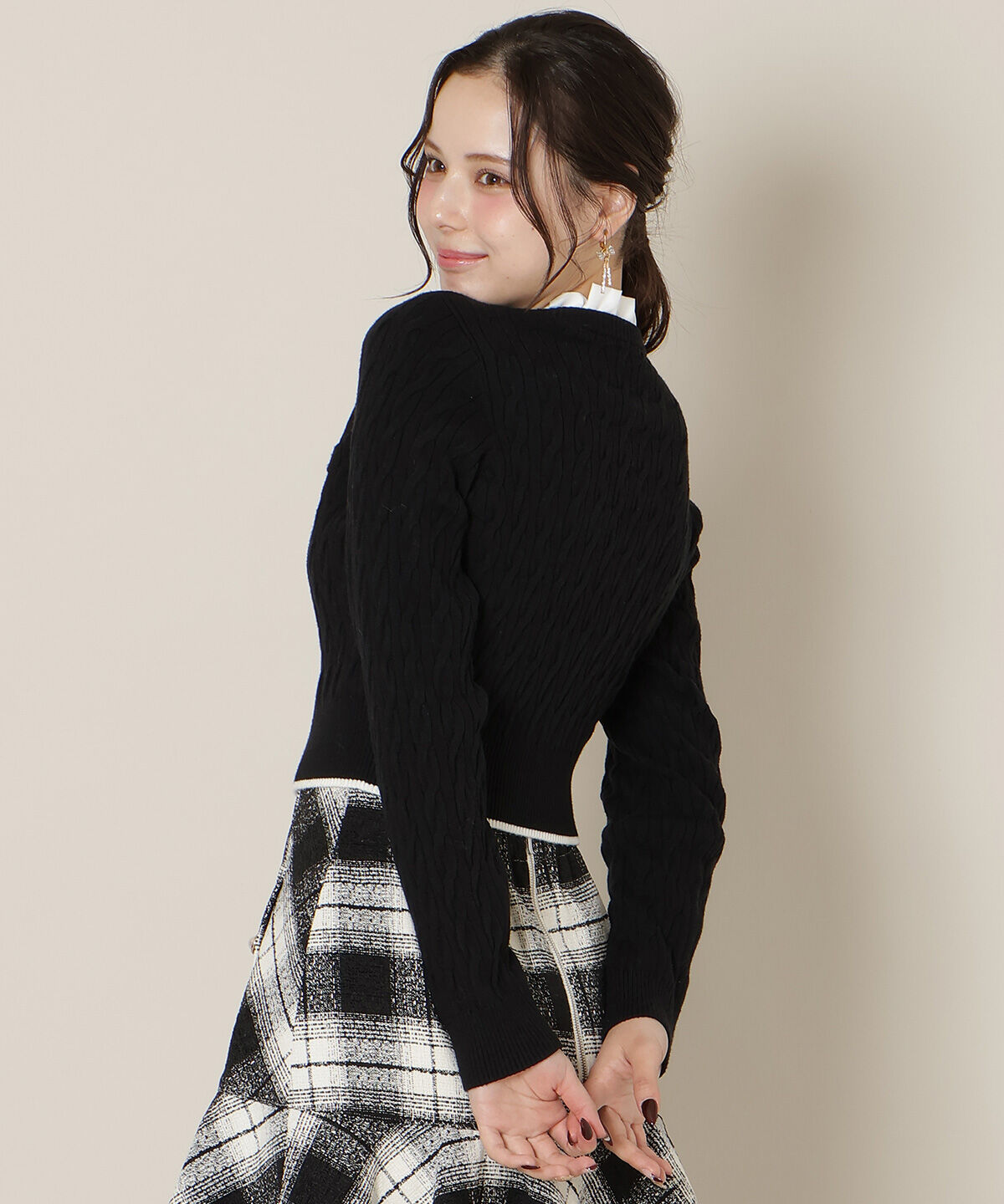 WILLSELECTION「フリルレイヤードケーブルニット」|ニット・セーター|