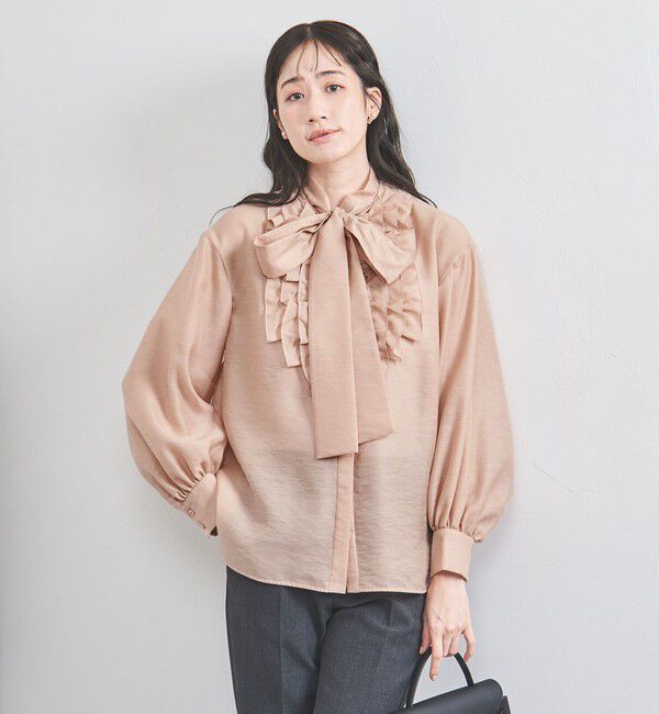 UNITED ARROWS「オーガンジー フリル＆ボウタイ ブラウス」|シャツ・ブラウス|
