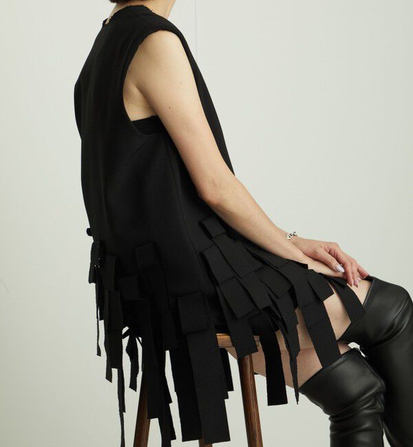 AEWEN MATOPH「＜AEWEN MATOPH＞フリンジミニワンピース」|ワンピース|BLACK