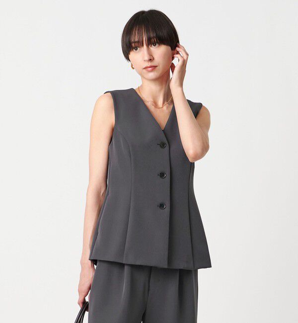 UNITED ARROWS「ダブルクロス ベスト -ウォッシャブル-」|ベスト・ジレ|DK.GRAY