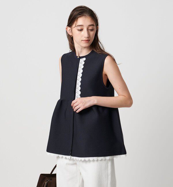 UNITED ARROWS「レース ペプラム ニットベスト ‐ウォッシャブル‐」|ベスト・ジレ|