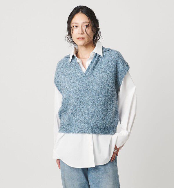 UNITED ARROWS「グリッター スキッパーポロ ベスト」|ニット・セーター|