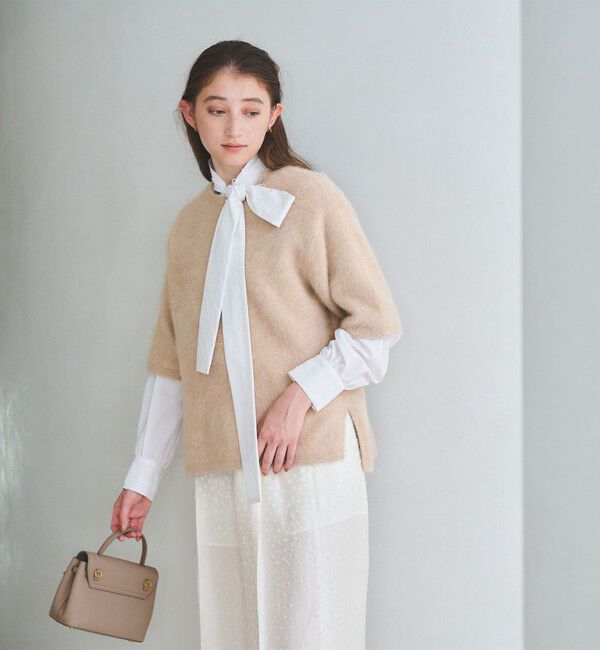 UNITED ARROWS「フォックスカシミヤ ハーフスリーブ Tニット」|ニット・セーター|