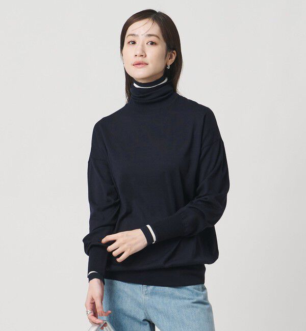 UNITED ARROWS「18G ウール タートルネック ニット ‐ウォッシャブル‐」|ニット・セーター|NAVY