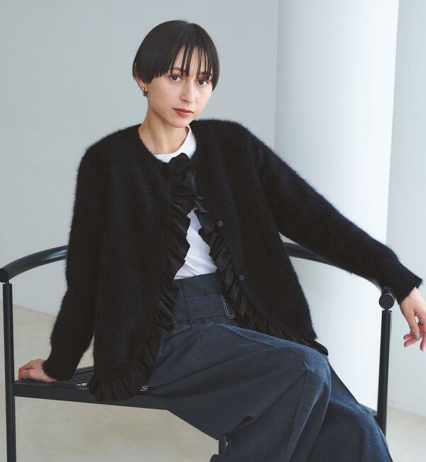 UNITED ARROWS「フォックスカシミヤ フリルコンビ カーディガン」|カーディガン|