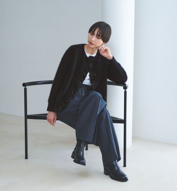 UNITED ARROWS「フォックスカシミヤ フリルコンビ カーディガン」|カーディガン|