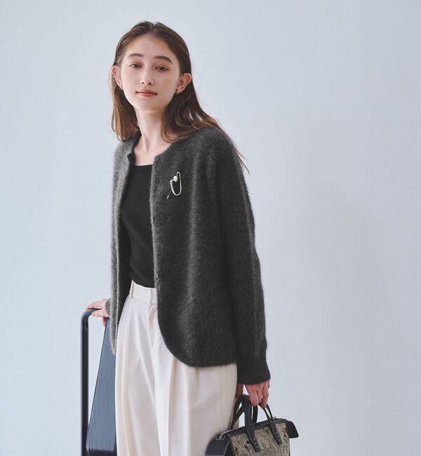 UNITED ARROWS「フォックスカシミヤ フリルコンビ カーディガン」|カーディガン|