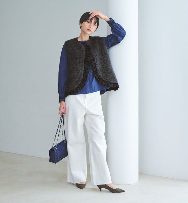 UNITED ARROWS「フォックスカシミヤ フリルコンビ ベスト」|ベスト・ジレ|