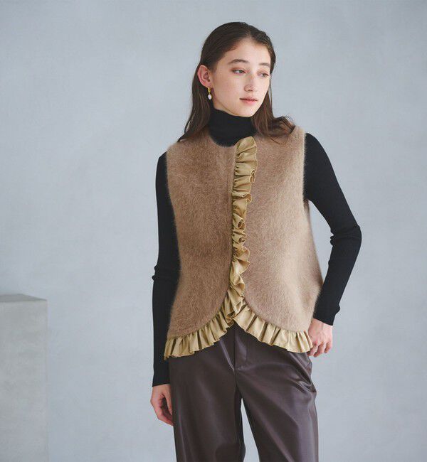 UNITED ARROWS「フォックスカシミヤ フリルコンビ ベスト」|ベスト・ジレ|