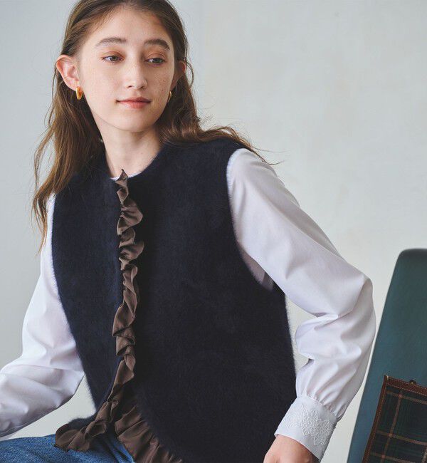 UNITED ARROWS「フォックスカシミヤ フリルコンビ ベスト」|ベスト・ジレ|