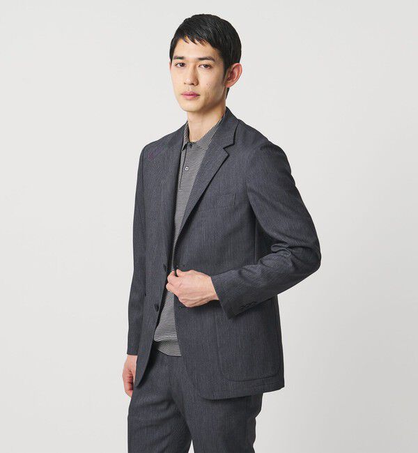 UNITED ARROWS「デニムライク シングル ２ボタン テーラード ジャケット UA COZY　ウォッシャブル　ヨコストレッチ　防しわ」|テーラードジャケット|