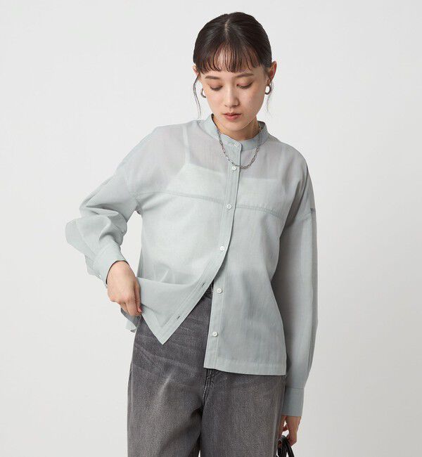 UNITED ARROWS green label relaxing「ソモウライク シアー バンドカラー シャツ」|シャツ・ブラウス|