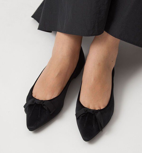 UNITED ARROWS green label relaxing「ポインテッド タックリボン フラットシューズ 撥水 」|パンプス|
