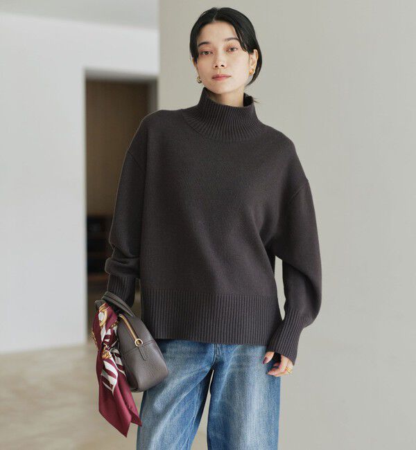 UNITED ARROWS green label relaxing「［size SHORTあり］SERENITY ハイネック プルオーバー ニット」|ニット・セーター|DK.BROWN