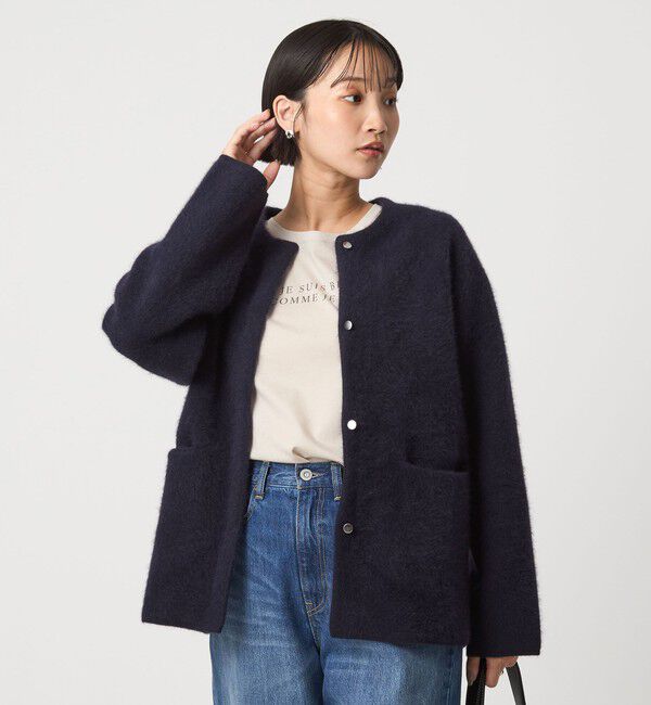 UNITED ARROWS green label relaxing「［size SHORTあり］FOXブレンド セッケツ ノーカラー カーディガン」|カーディガン|