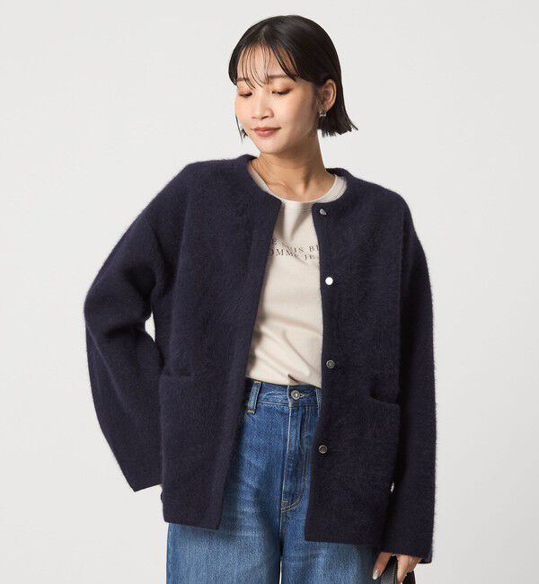 UNITED ARROWS green label relaxing「［size SHORTあり］FOXブレンド セッケツ ノーカラー カーディガン」|カーディガン|