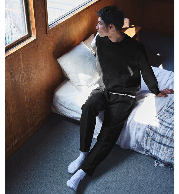 UNITED ARROWS green label relaxing「ポリエステル タック編み クルーネック 長袖 ニット」|ニット・セーター|