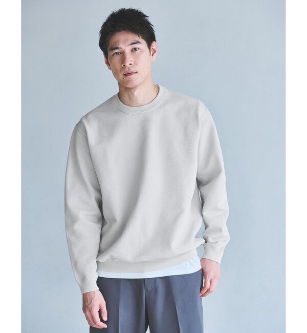 UNITED ARROWS green label relaxing「ポリエステル タック編み クルーネック 長袖 ニット」|ニット・セーター|LT.GRAY