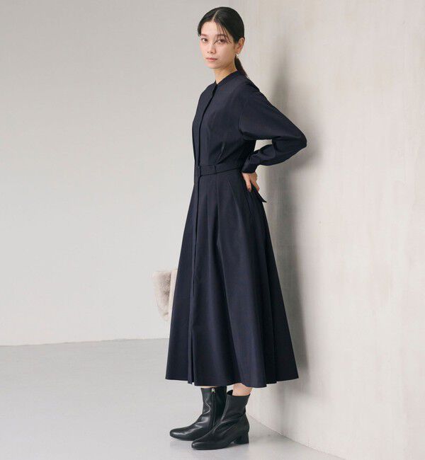 UNITED ARROWS green label relaxing「ウエスト ベルト ロングスリーブ ワンピース マシンウォッシャブル」|ワンピース|