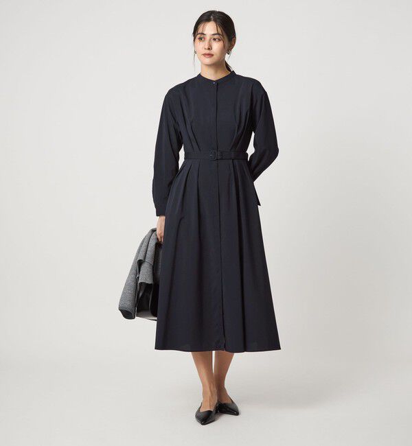 UNITED ARROWS green label relaxing「ウエスト ベルト ロングスリーブ ワンピース マシンウォッシャブル」|ワンピース|