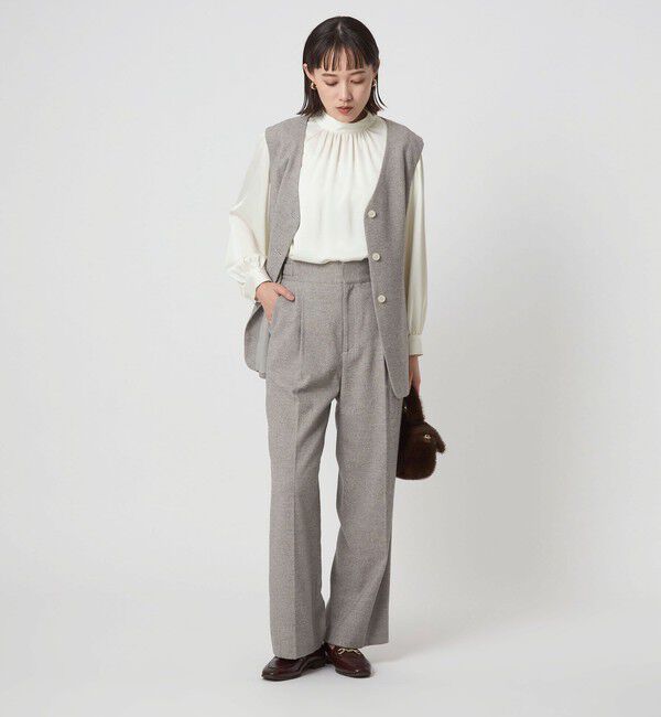 UNITED ARROWS green label relaxing「サテン スタンドネック ギャザー ブラウス」|シャツ・ブラウス|