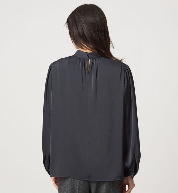 UNITED ARROWS green label relaxing「サテン スタンドネック ギャザー ブラウス」|シャツ・ブラウス|