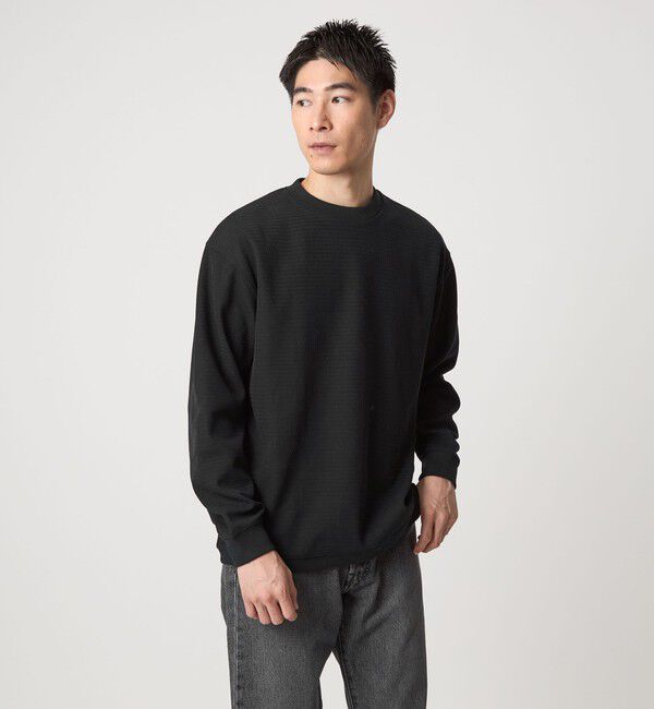 UNITED ARROWS green label relaxing「ウェーブ サーマル クルーネック Tシャツ」|Tシャツ・カットソー|BLACK