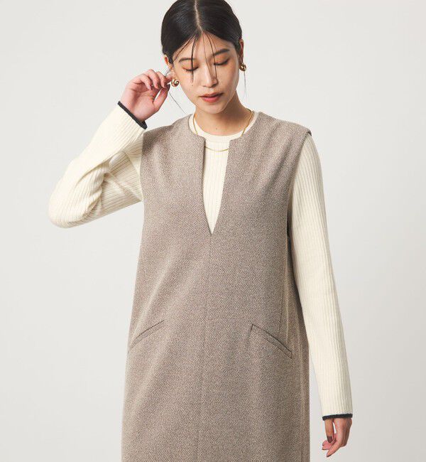 UNITED ARROWS green label relaxing「【WEB限定】＜at ease＞ソデサキ バイカラー プルオーバー ニット ウォッシャブル」|ニット・セーター|