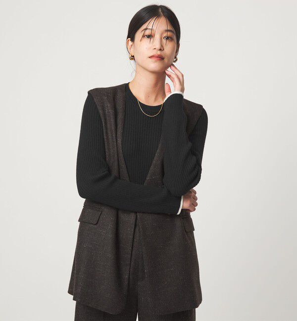 UNITED ARROWS green label relaxing「【WEB限定】＜at ease＞ソデサキ バイカラー プルオーバー ニット ウォッシャブル」|ニット・セーター|