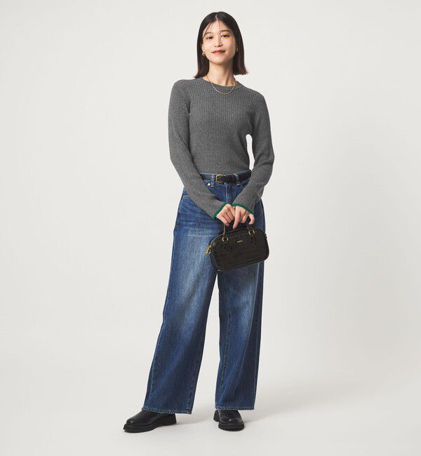 UNITED ARROWS green label relaxing「【WEB限定】＜at ease＞ソデサキ バイカラー プルオーバー ニット ウォッシャブル」|ニット・セーター|